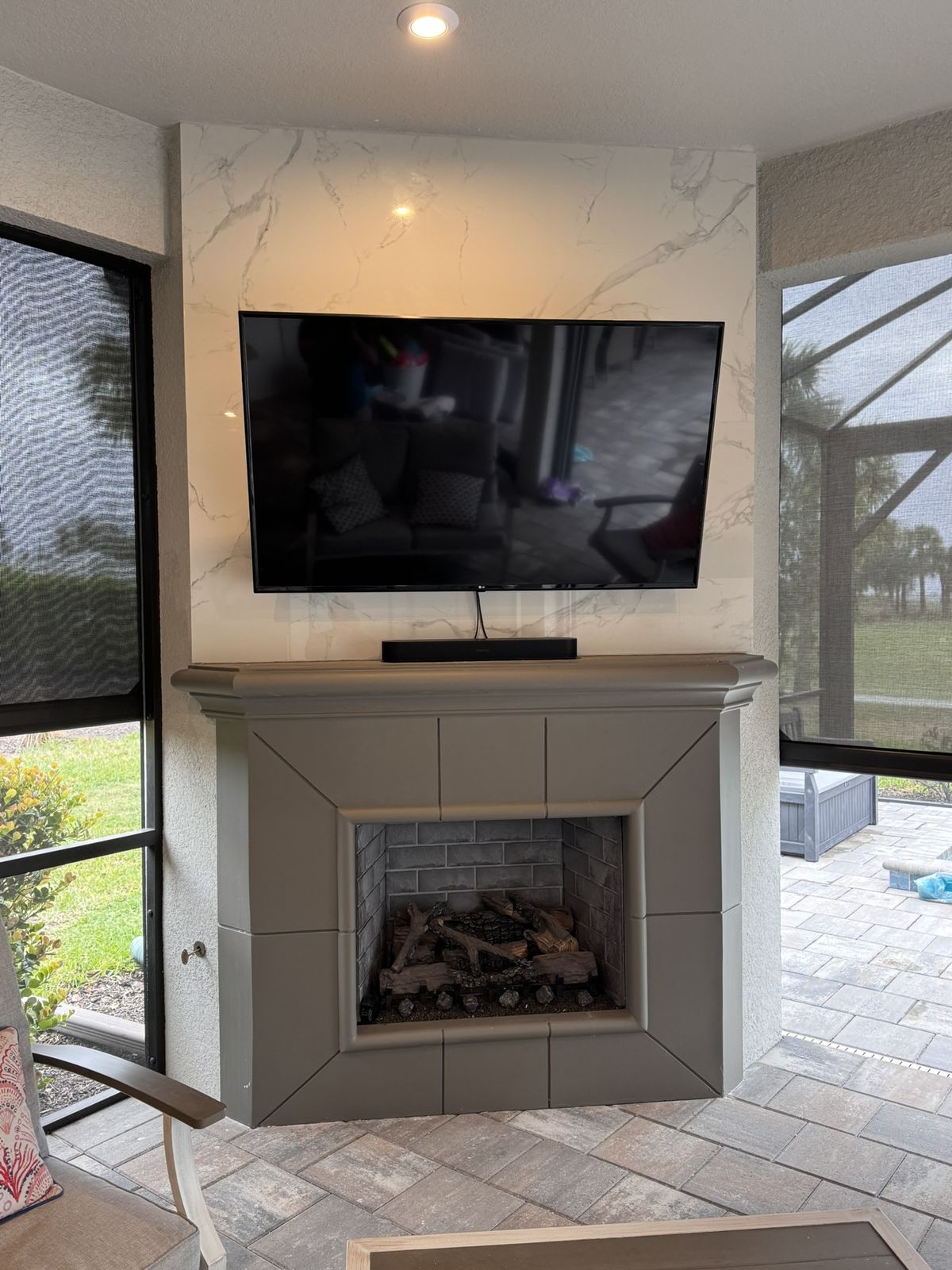 Modern Lanai Fireplace