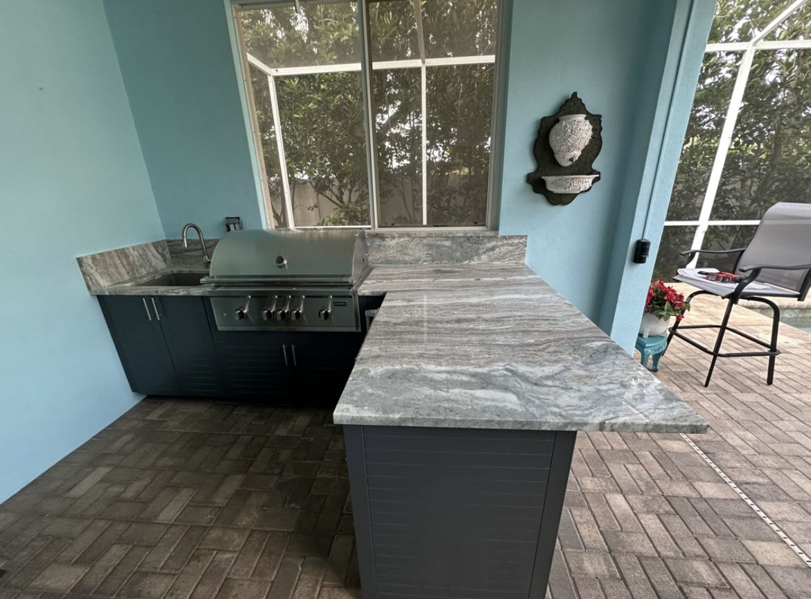 Compact Waterfall Island Kitchen